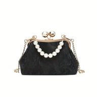 ELEGANCKA CZARNA TOREBKA NA BIGIEL VINTAGE MODNA złocona crossbody ANIME