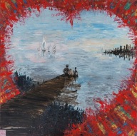 Obraz " W sercu miłość, wiara, opieka..." 100x100 cm. A. Zielińska - Misiun