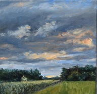 Zmierzch" obraz olejny na płótnie 30x30cm , oryginał Garncarek Al,,,