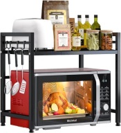 REGULOWANA PÓŁKA NA MIKROFALĘ 2-POZIOMOWA SZAFKA STALOWA 8 HAKÓW