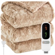 DUŻY GRUBY KOC ELEKTRYCZNY 180X160 DWUSTRONNY 160W PILOT LCD TIMER PLUSZ CE