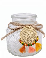 Szklany lampion wazonik boho z makramą Home&You