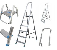 Drabina aluminiowa Bayersystem BS-DA6 150 kg niebieskie elementy plastikowe