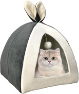 Jaskinia dla Kota z Pluszową Poduszką Namiot z Uszami Króliczka Zabawka