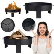 PALENISKO OGRODOWE STALOWE Z UCHWYTAMI 80cm DO OGNISKA GRILLA KOCIOŁEK