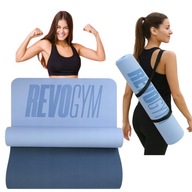 MATA DO ĆWICZEŃ FITNESS JOGA DWUSTRONNA ANTYPOŚLIZGOWA MIĘKKA UCHWYT 6 MM