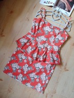 mint & berry xl 42 sukienka mini kwiatki baskinka na ramiączkach czerwona