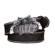 Kowbojski Pasek Y2K Dziki Zachód z Motywem Rewolweru i Kart Pokerowych