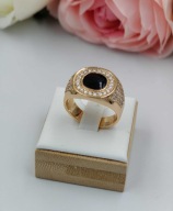 Męski sygnet pozłacany 18k złotem z owalnym oczkiem rozmiar 13