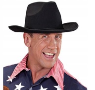 Kapelusz Kowbojski Filcowy Czarny / Kostium Strój Karnawałowy / Uniwersalny