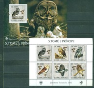 PTAKI-SOWY. S.TOME PRINCIPE. Mi Bl+ark.A**2003r.