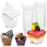 Kubki Pojemniczki do Deserów Kwadratowe Pucharki 30szt Na Deser Słodki Stół