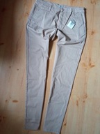 48 spodnie beż materiał dżins proste nowe z metką ze średnim stan