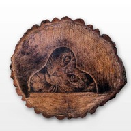 KOT - PIROGRAFIA (34X31 CM) OBRAZ WYPALANY NA DREWNIE oryginalny handmade