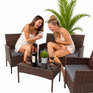 ZESTAW MEBLI OGRODOWYCH TECHNORATTAN BRĄZ 2 FOTELE SOFA KOMPLET NA BALKON
