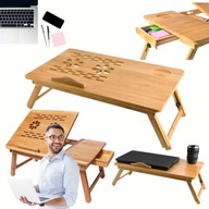 STOLIK POD LAPTOPA SKŁADANY REGULOWANY DREWNIANY DO ŁÓŻKA MOBILNY PODSTAWKA