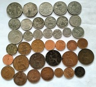 zestaw monet Wielka Brytania 38st Elżbieta Jerzy VI Jerzy V Edward Wiktoria