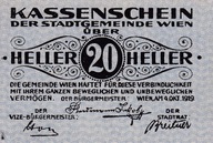 NOTGELD : AUSTRIA 20 heller 1919