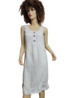 WŁOSKA swobodna SUKIENKA LNIANA hafty plisy 36/38