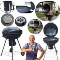 GRILL WĘGLOWY OGRODOWY 85X66CM Z POKRYWĄ TERMOMETREM I STALOWYM RUSZTEM
