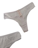 Stringi damskie białe bawełniane z cyrkoniami serca MEDOOSI rozmiar M