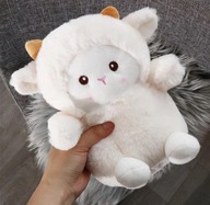 OWIECZKA PLUSZOWA MASKOTKA 24CM PRZYTULANKA MIŚ OWCA KREMOWA BIAŁA