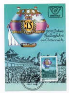 Karta maksimum 200-lecie lotów balonem w Austrii 1984r.