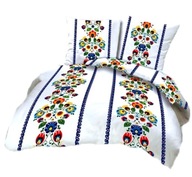 pościel bawełna lux 200x200 + 2x70x80 guzik B 257-9 Łowicz jasny granat pas