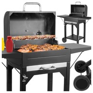 GRILL WĘGLOWY DUŻY OGRODOWY Z POKRYWĄ PRZENOŚNY KÓŁKA TERMOMETR POPIELNIK