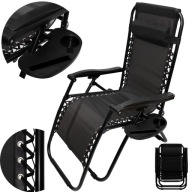 Leżak Ogrodowy Sezone Czarny Składany Mocny Fotel na Balkon Taras Plażowy