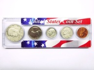zestaw monet USA 1+5+10+25+50 centow w plastikowym holderze zestaw 1