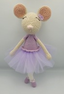 Myszka Baletnica w tuttu na szydełku maskotka przytulanka HandMAde prezent