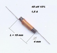 Dławik 10uH 10% 1,5A L=15 fi=4mm cena za 5 szt 18-12-5
