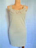 SUKIENKA MINI KREMOWA OBCISŁA NA RAMIĄCZKACH S/M