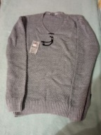 sweter turecki popielaty dekolt M