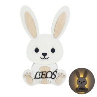 Lampka Nocna LED z Imieniem Dziecka – KRÓLIK | Drewniana | Personalizacja