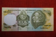 URUGWAJ 100 NUEVOS PESOS, 1985, P-62c.2, seria F, UNC, BANKNOT RZADKI.