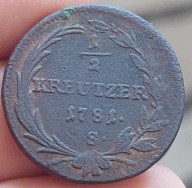 1/2 krajcara, kreuzera 1781 S, Austria