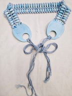 pasek pleciony szeroki i długi niebieski akryl