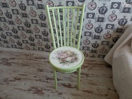 MALOWANE KRZESŁO, RÓŻE, SHABBY, PO RENOWACJI