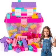 KLOCKI DLA DZIEWCZYNKI W KUFERKU K2 POKRYWA KONSTRUKCYJNA PASTELOWE 2+