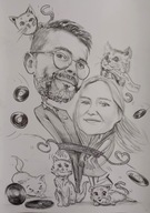 KARYKATURA ZE ZDJĘCIA 2 OSOBY A3 RĘCZNIE RYSOWANA