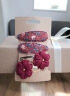 Spinki do włosów szydełkowe kwiatki burgundowe 4 szt.