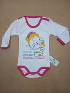 Body dziecięce niemowlęce długi rękaw z nadrukiem rozmiar 74