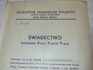 STARY DOKUMENT = ZRZESZENIE PRAWNIKÓW POLSKICH KURS PRAWA PRACY = 1965