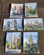 Obraz akwarela plener Londyn Denys Tsarenko Oryginał