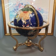 Imponujący globus z kamieni półszlachetnych, mosiądz, kompas – ciężki