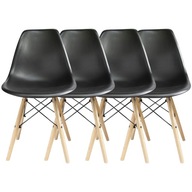 4x KRZESŁO DO KUCHN SKANDYNAWSKIE SALONU JADALNI STOŁU EVA CZARNE ZESTAW