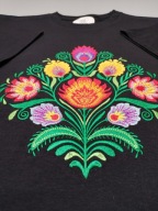 Koszulka z haftem, Haft Łowicki, czarna - 3XL