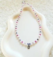 Naszyjnik z Kamieni Szklanych zawieszka kłódka serce Olczykjewellery